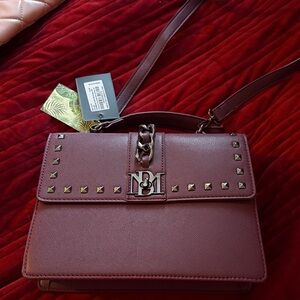 Studded Burgundy Handbag BADGLEY MISCHKA